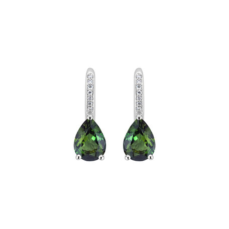 Diamond earrings with Tourmaline Tearfall