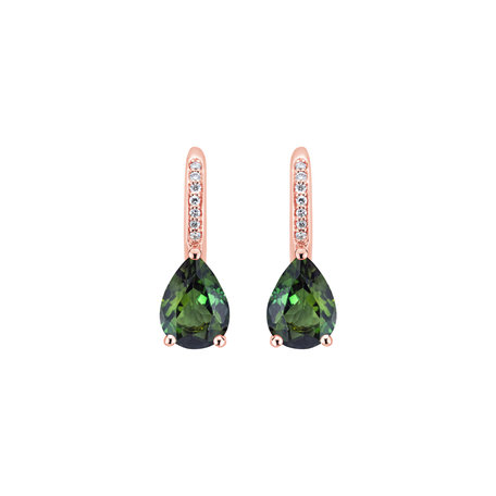 Diamond earrings with Tourmaline Tearfall