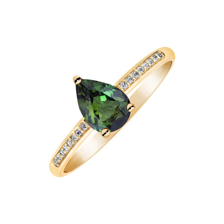 Diamond ring with Tourmaline Tearfall