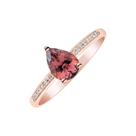 Diamond ring with Tourmaline Tearfall