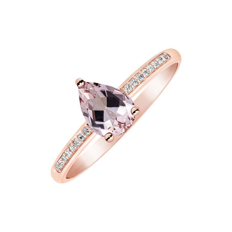 Diamond ring with Morganite Tearfall