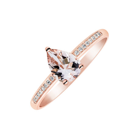 Diamond ring with Morganite Tearfall