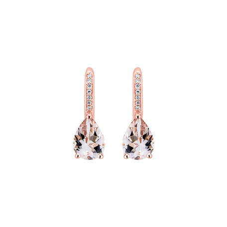 Diamond earrings with Morganite Tearfall