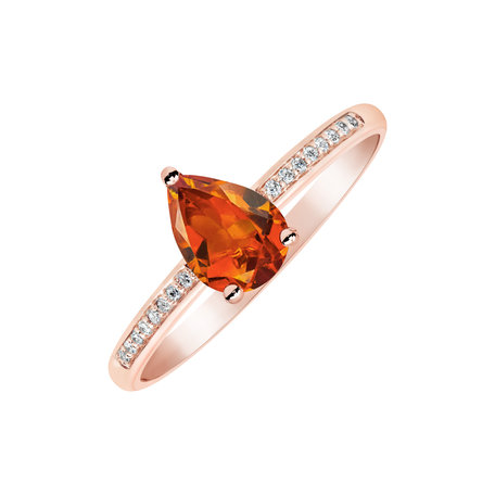 Diamond ring with Citrine Tearfall