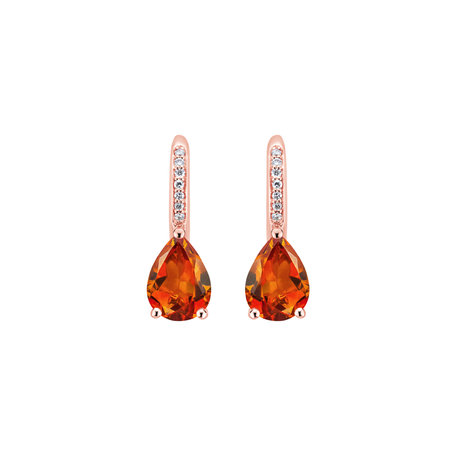 Diamond earrings with Citrine Tearfall