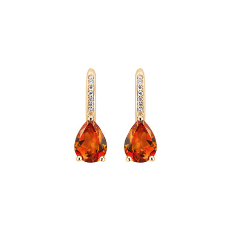 Diamond earrings with Citrine Tearfall