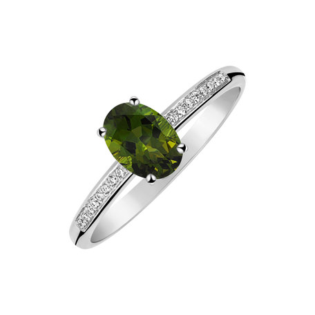 Diamond ring with Tourmaline Pauliene