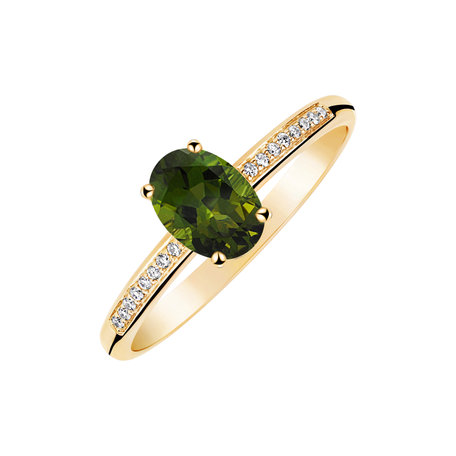 Diamond ring with Tourmaline Pauliene