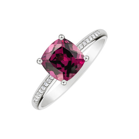 Diamond ring with Rhodolite Melody Harmony