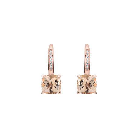 Diamond earrings with Morganite Calliope