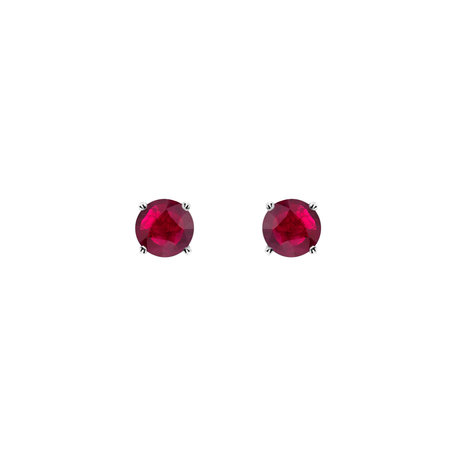 Earrings with Ruby Orbs