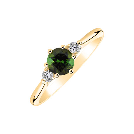 Diamond ring with Tourmaline Midnight Serenity