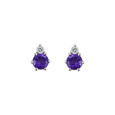 Diamond earrings with Amethyst Lux