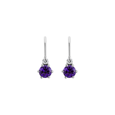 Diamond earrings with Amethyst Lux