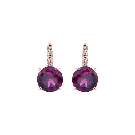 Diamond earrings with Rhodolite Bethy