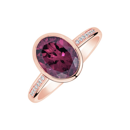 Diamond ring with Rhodolite Eliptical Perfection