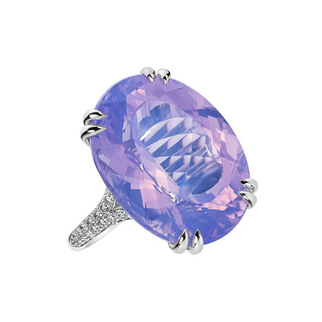 Diamond ring with Amethyst Lavender Dream