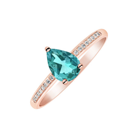 Diamond ring with Apatite Tearfall