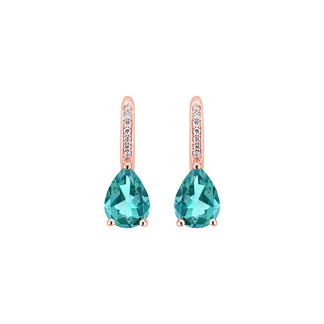 Diamond earrings with Apatite Tearfall