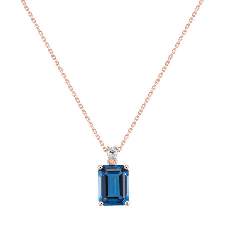 Diamond necklace with Topaz Navy Cordelia