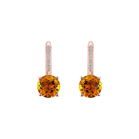 Diamond earrings with Citrine Carlo