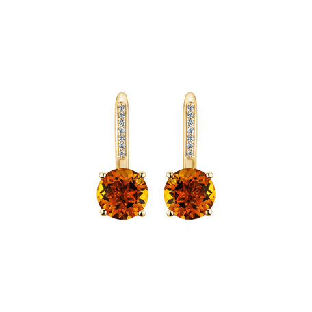 Diamond earrings with Citrine Carlo