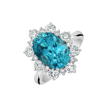 Diamond ring with Zircon Ocean's Crown