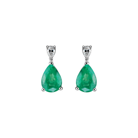 Diamond earrings with Emerald Forest  Bloom