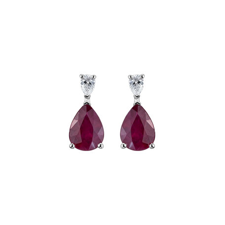 Diamond earrings with Ruby Ruby Bloom