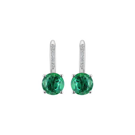 Diamond earrings with Emerald Carlo