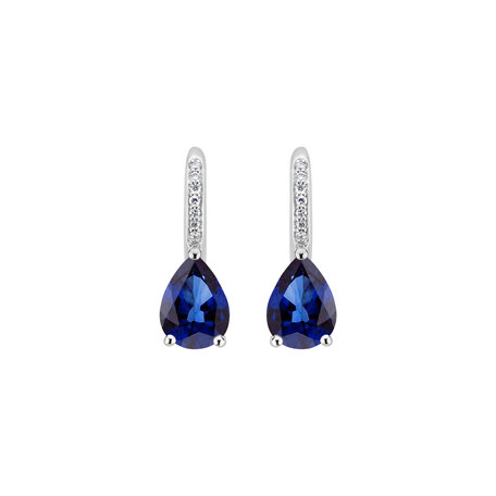 Diamond earrings with Sapphire Tearfall