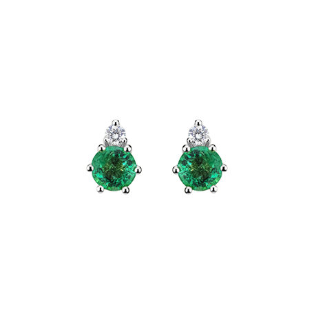 Diamond earrings with Emerald Midnight Serenity