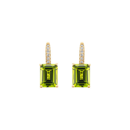 Diamond earrings with Peridote Mireth