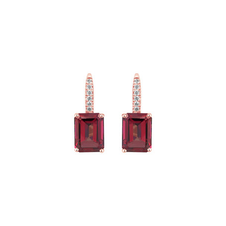 Diamond earrings with Rhodolite Mireth