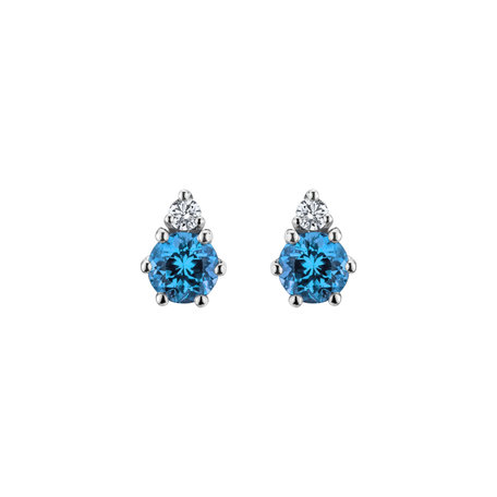 Diamond earrings with Topaz Midnight Serenity