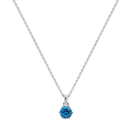 Diamond necklace with Topaz Midnight Serenity