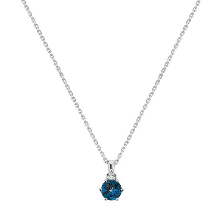 Diamond necklace with Topaz Midnight Serenity