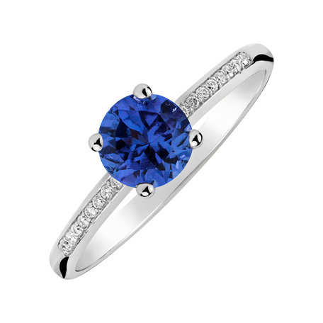 Diamond ring with Tanzanite Satin