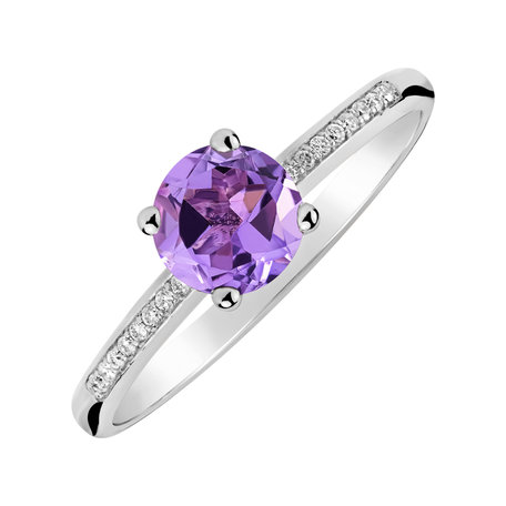 Diamond ring with Amethyst Satin