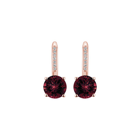 Diamond earrings with Rhodolite Carleton