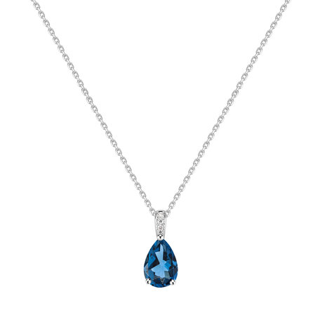 Diamond necklace with Topaz Teardrop