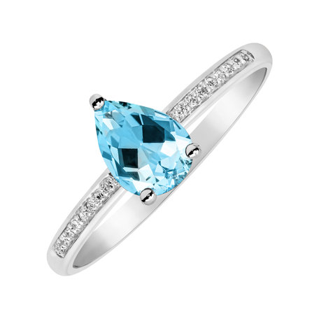 Diamond ring with Topaz Teardrop