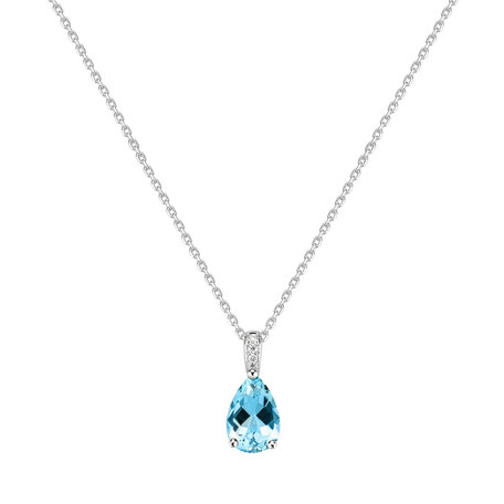 Diamond necklace with Topaz Teardrop