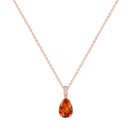 Diamond necklace with Citrine Teardrop