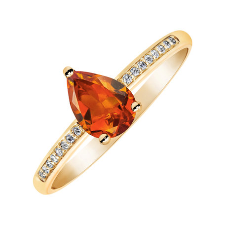 Diamond ring with Citrine Teardrop