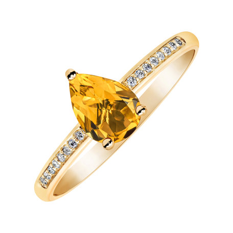 Diamond ring with Citrine Teardrop