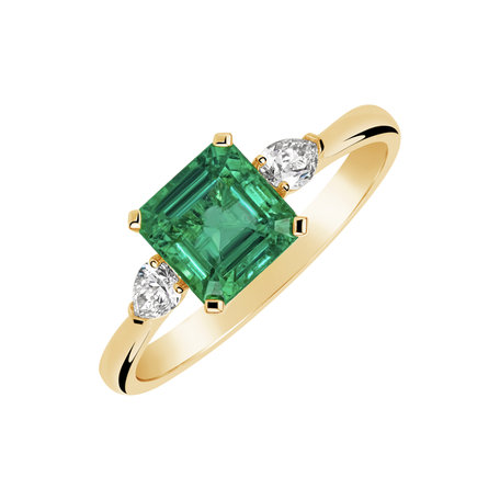 Diamond ring with Emerald Sage Nightscape