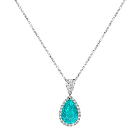 Diamond necklace with Paraiba Aqua Lume