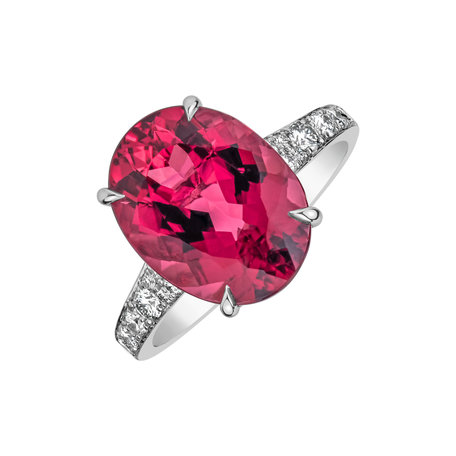 Diamond ring with Tourmaline Rose Flare