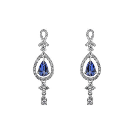 Diamond earrings with Sapphire Sapphire happiness